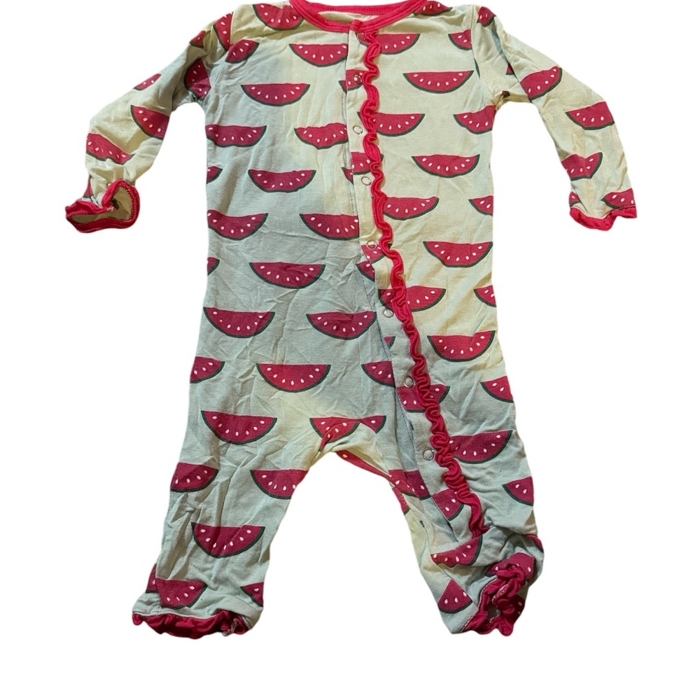 kickee pants 0-3 Months Watermelon Ruffle Sleeper‎ CP